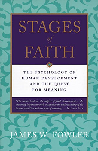Book cover: "Stages of Faith" by James W. Fowler, purple and teal.