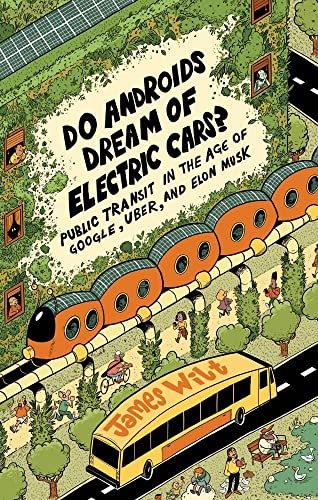 Book cover depicting a futuristic train and city street scene.
