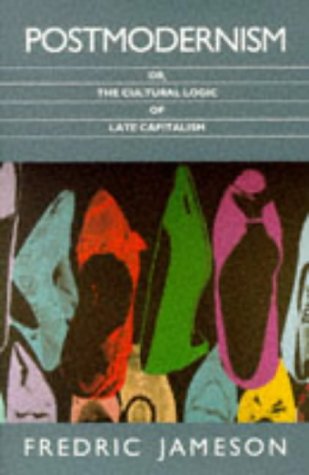 Book cover for Postmodernism by Fredric Jameson featuring colorful illustrations of high-heeled shoes.