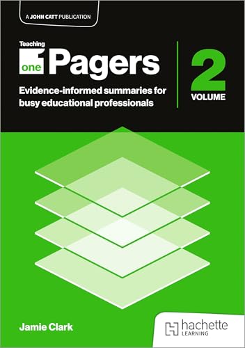 Book cover of Teaching One-Pagers 2 with green layered paper graphics on black background.