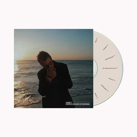 CD case for Jamie T’s “Ghosts” album with a man in a suit.