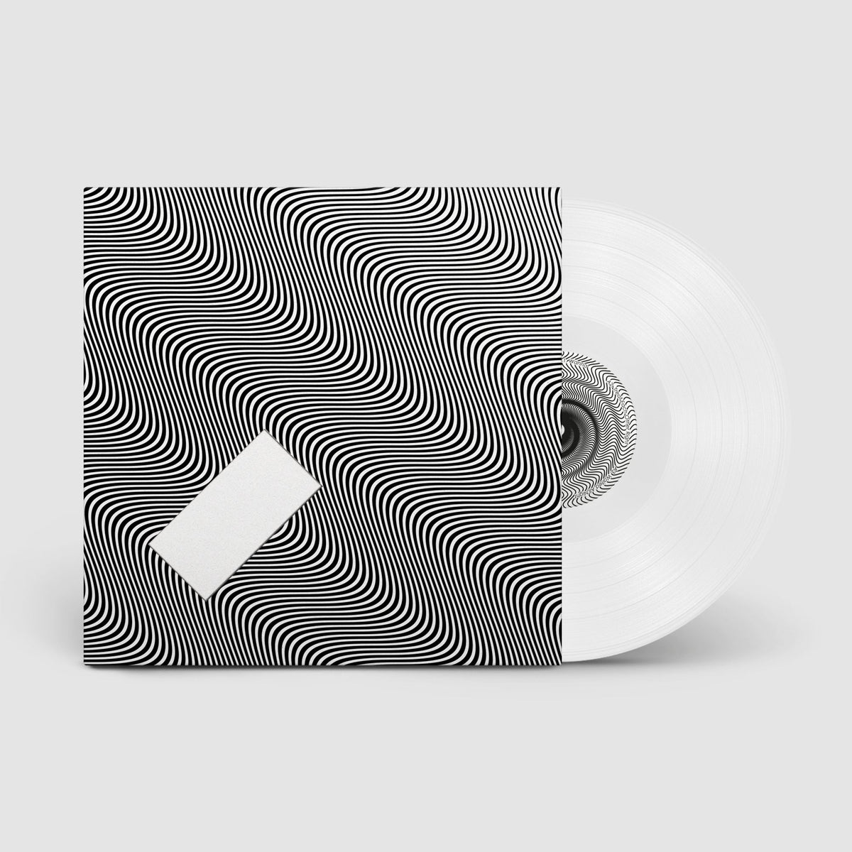 White vinyl LP with black and white optical illusion cover art.
