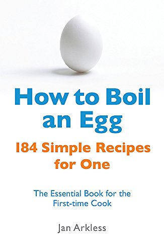 Book cover: white egg illustration, blue and orange text, "How to Boil an Egg.