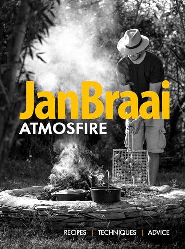Book cover: "Atmosfire" with a man grilling over a fire outdoors.