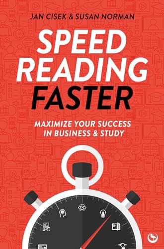 Book cover titled Speed Reading Faster with a stopwatch illustration on a red background.