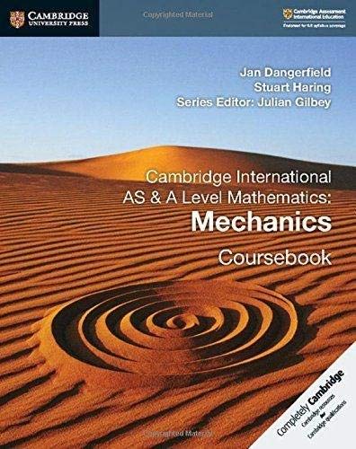 "Textbook cover with desert landscape and spiral pattern, titled 'Cambridge International AS & A Level Mathematics: Mechanics Coursebook'."