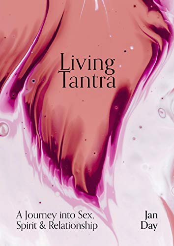 Book cover with abstract pink and purple marbled design, titled "Living Tantra.