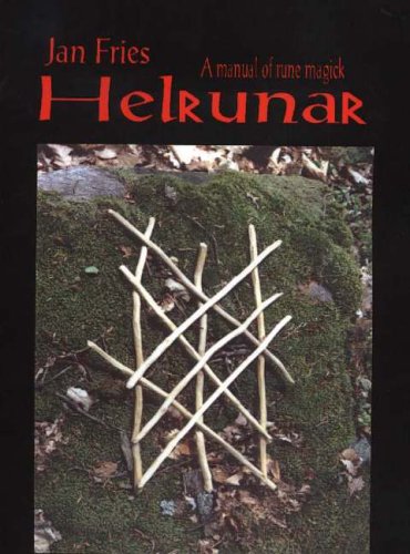 Book cover for Helrunar by Jan Fries showing twigs arranged on mossy ground.