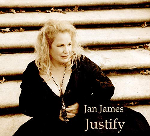 CD cover featuring blonde woman on stone steps, text "Jan James Justify".