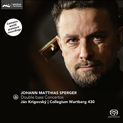 CD cover featuring Jan Krigovsky with a double bass, titled "Double Bass Concertos".