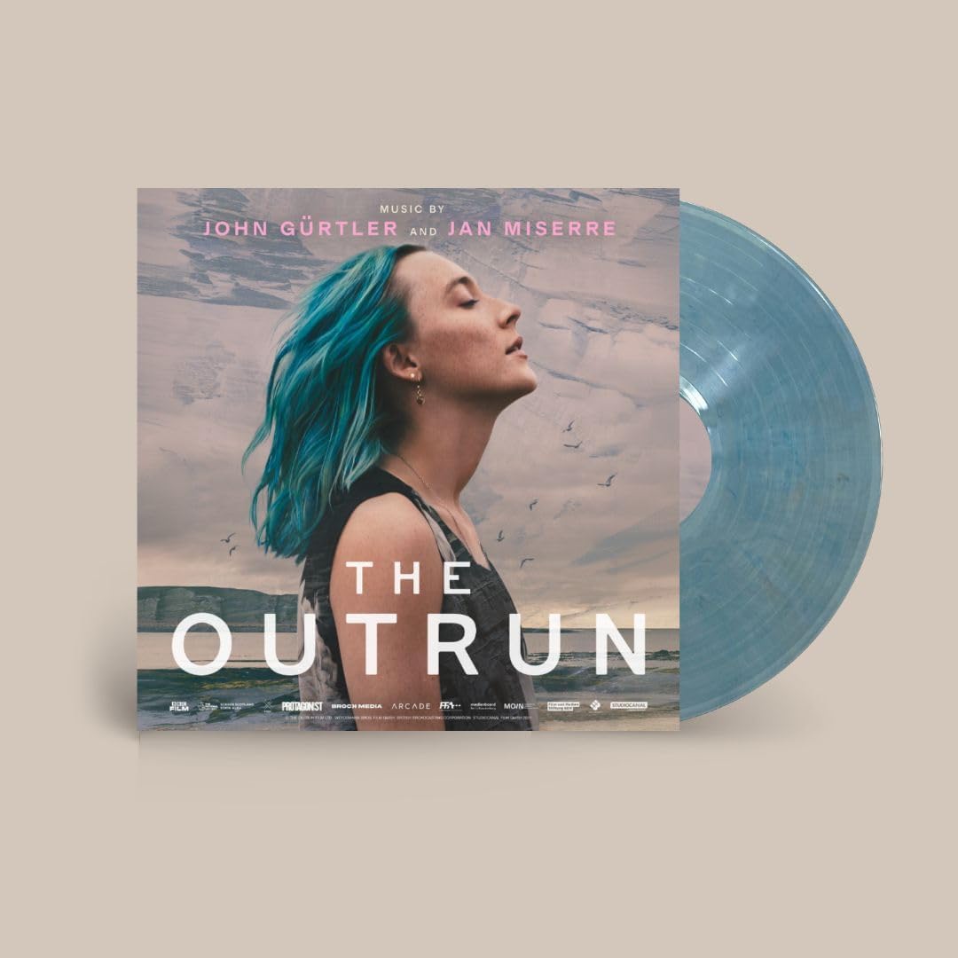 Vinyl record for "The Outrun" soundtrack with a woman and blue hair.