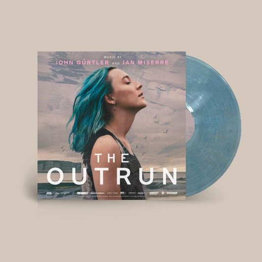 Vinyl record for "The Outrun" soundtrack with a woman and blue hair.