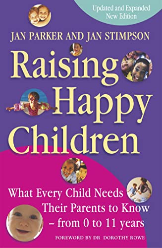 Book cover: "Raising Happy Children" with photos of diverse children.