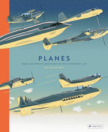 Illustrated book cover featuring various vintage and modern airplanes flying against a blue sky.
