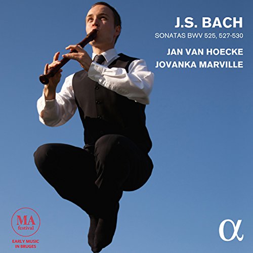 Flutist Jan Van Hoecke on CD cover for J.S. Bach sonatas.
