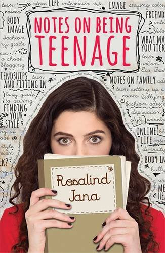 Book cover with a young woman partially obscuring the title, “Notes on Being Teenage.”
