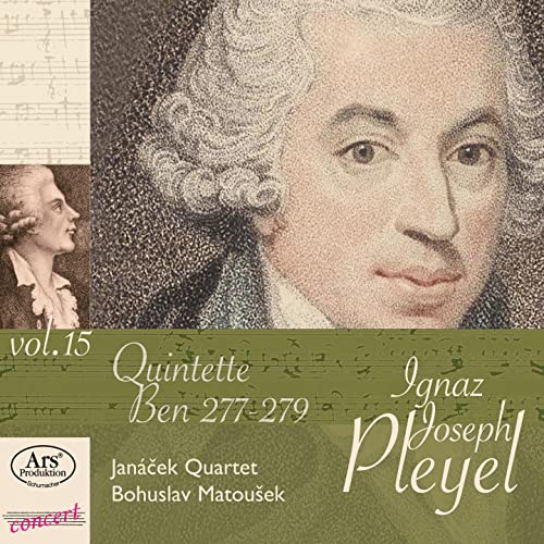 CD cover featuring a portrait of composer Ignaz Joseph Pleyel and musical notation.