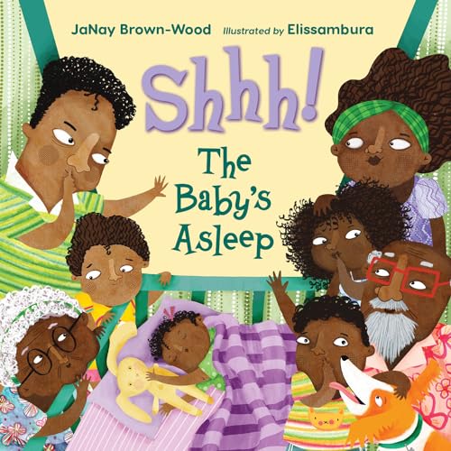 Book cover depicting a family quietly watching a sleeping baby.