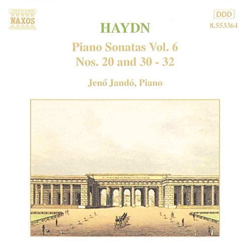 CD cover for Haydn piano sonatas performed by Jenő Jandó, with building illustration.