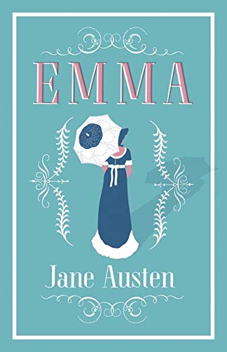 Book cover for Emma by Jane Austen featuring a woman with a parasol.