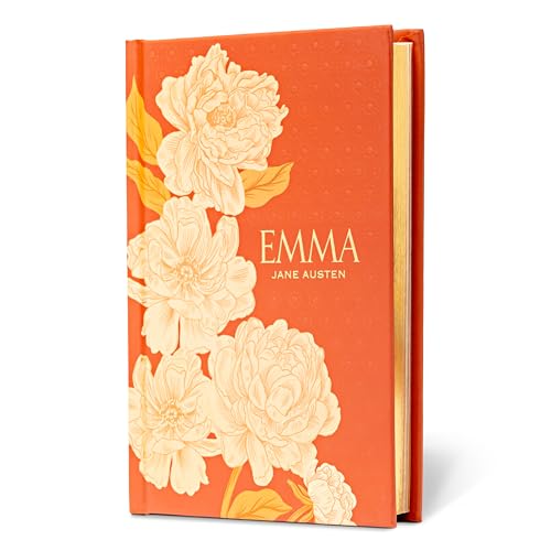 Book cover for "Emma" by Jane Austen with floral design.