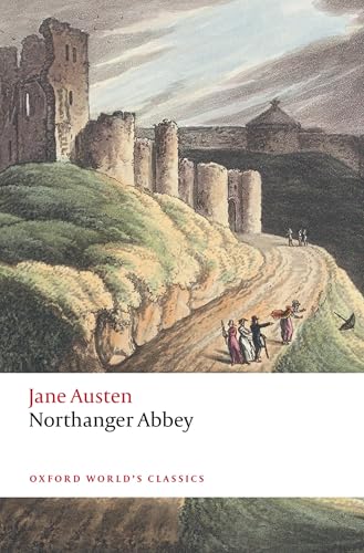 Book cover of "Northanger Abbey" with a watercolor castle illustration.