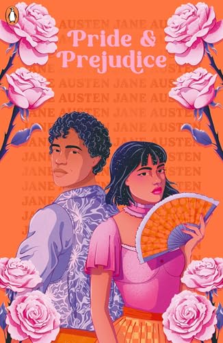 Book cover of "Pride & Prejudice" featuring a couple and roses.