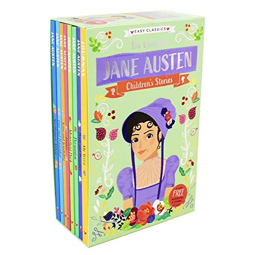 Eight colorful Jane Austen children’s books in a green slipcase.
