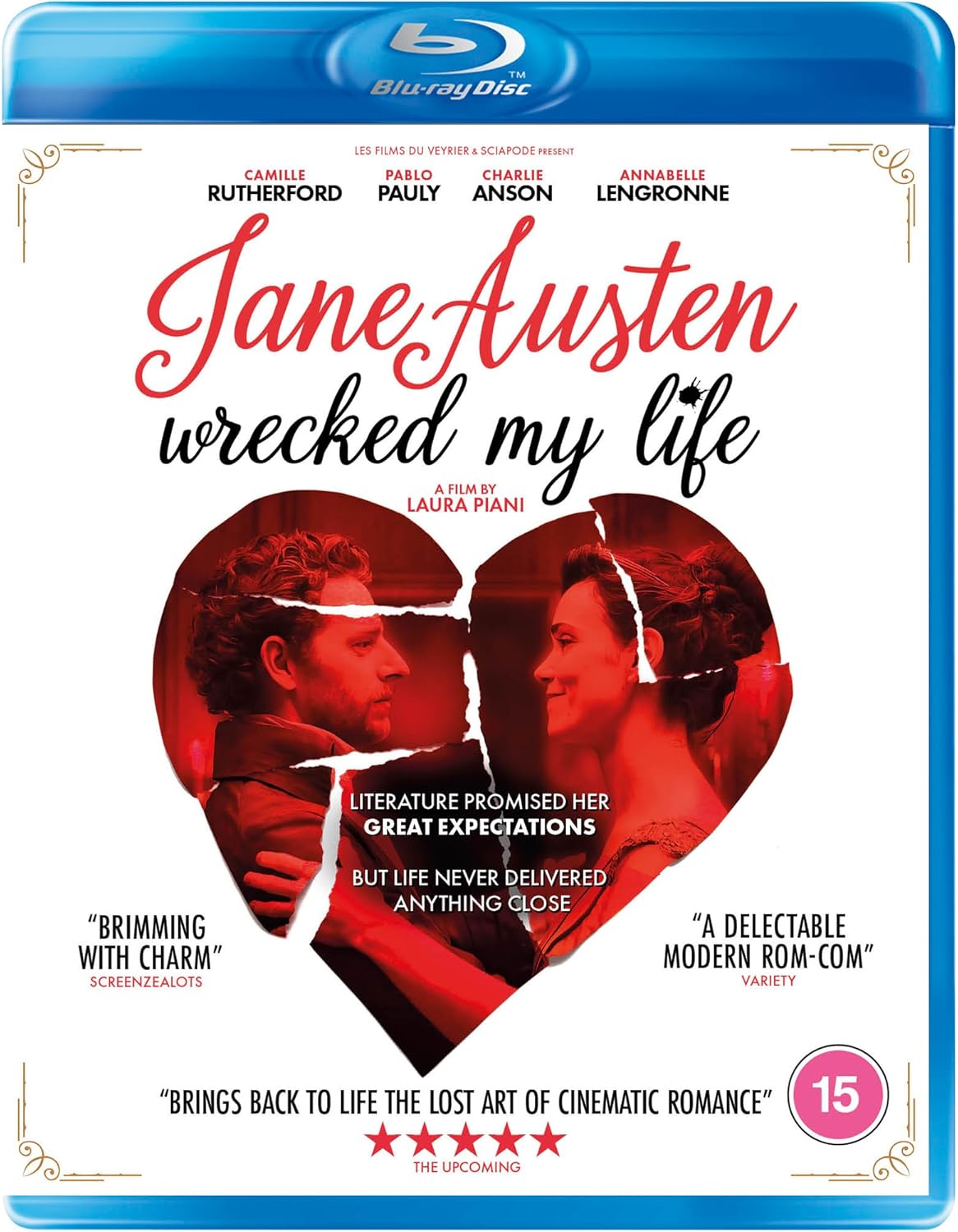 Blu-ray cover for "Jane Austen Wrecked My Life" featuring a broken heart image.