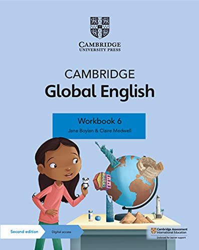 Workbook 6 cover with a girl, globe, and Statue of Liberty illustration.
