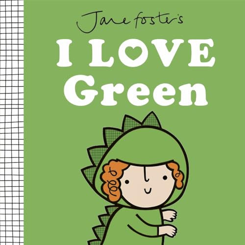 Green book cover with a child in a dinosaur hood.