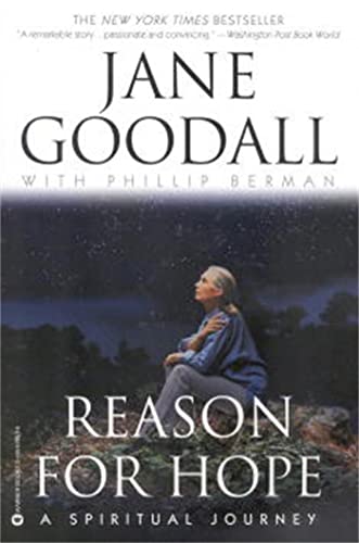 Book cover: "Reason For Hope" by Jane Goodall, woman gazing at stars.