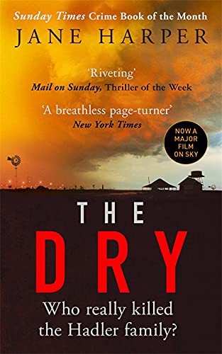 Book cover for “The Dry” featuring a desolate landscape and red title.