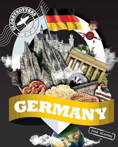 Book cover titled Germany featuring German landmarks, food, a flag, and a globe illustration.