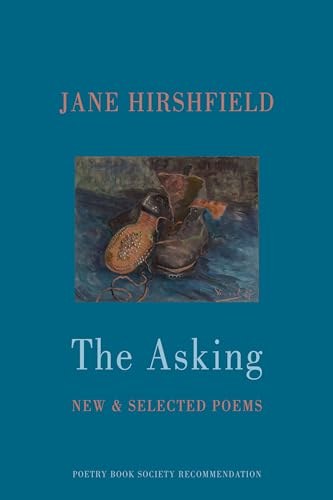 Book cover with blue background, Jane Hirshfield's name, and a painting of old boots.