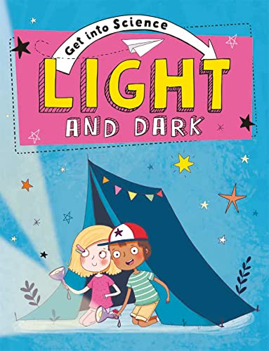Book cover: “Light and Dark” with children camping under stars.