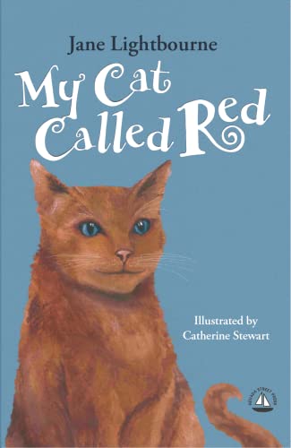 Book cover with a ginger cat against a solid blue background.