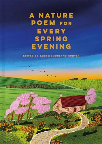 Book cover with a painted landscape of a house and blooming trees.