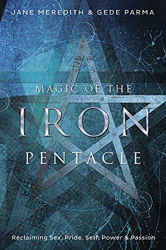 Book cover with a large, metallic-looking pentacle against a blue, textured background.
