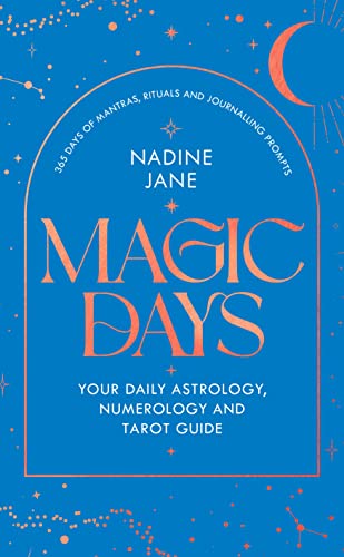 Book cover for "Magic Days" with celestial imagery and bold typography.