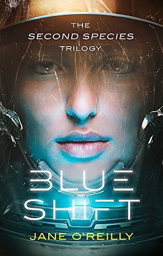 Book cover: woman in spacesuit, close-up, with title "Blue Shift".