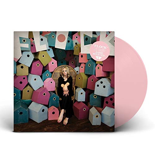 Jane Weaver’s “Flock” vinyl record cover with artist portrait and pink disc.