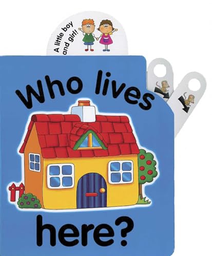 Flip-top book with a colorful house and hidden characters underneath flaps.