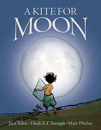 Book cover: child with kite silhouetted against a large, bright moon.