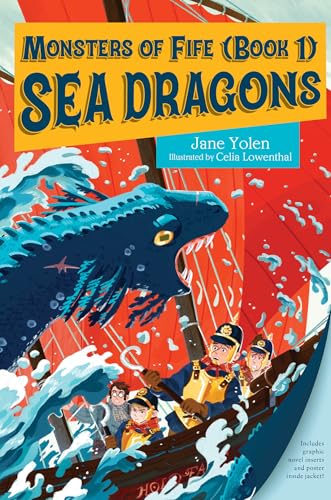 Book cover: a blue sea dragon looms over sailors in a small boat.