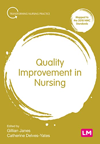 Book cover: "Quality Improvement in Nursing" with a white circular design.