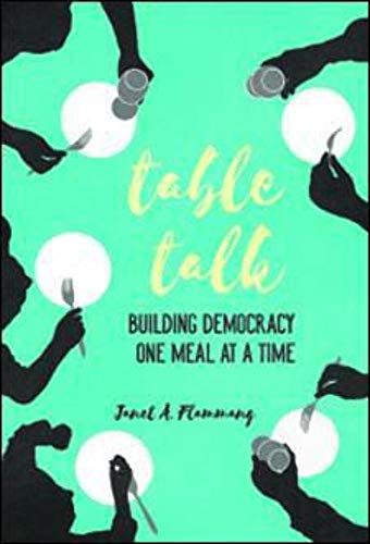 Book cover with hands holding cutlery around plates and text.