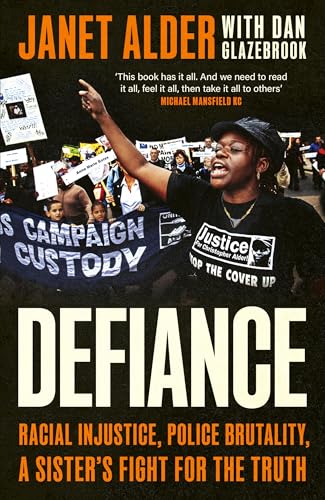 Book cover titled Defiance featuring a woman shouting and gesturing at a protest.