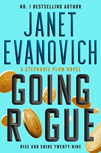 Book cover for “Going Rogue” by Janet Evanovich with gold coins.
