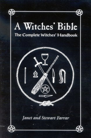 Book cover titled A Witches' Bible with white occult symbols on a black background.